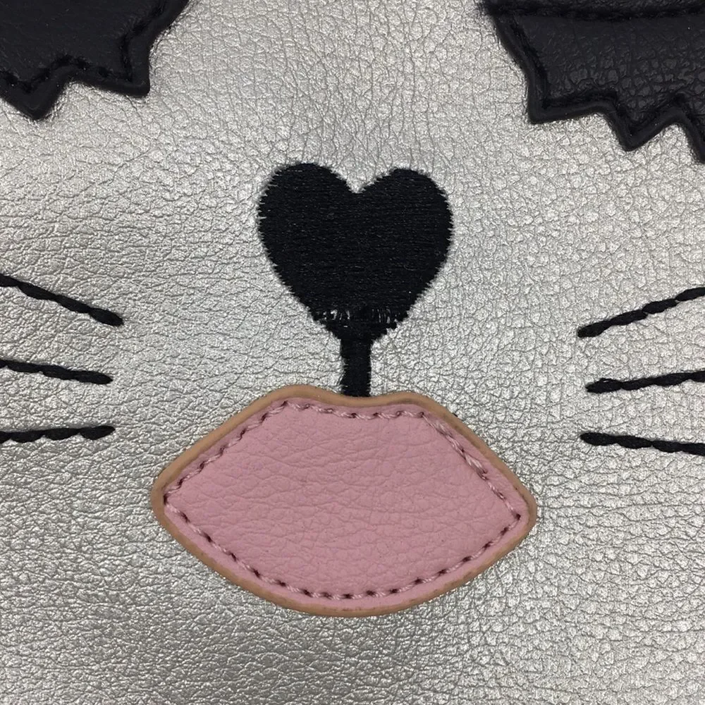 Luv Betsey By Betsey Johnson Silver and Pink Kitty Cat Face Backpack
